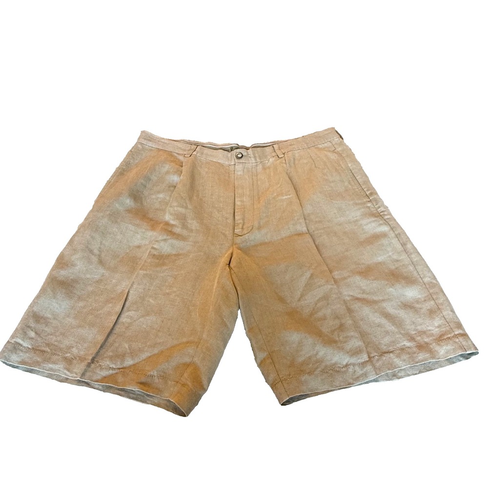 Tommy Bahama Men's Linen/Silk Blend Chino Shorts Tan Pleated Size 38
